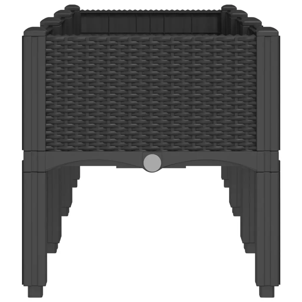 Garden Planter Polypropylene 120x40x42cm Black Rattan Look with Legs