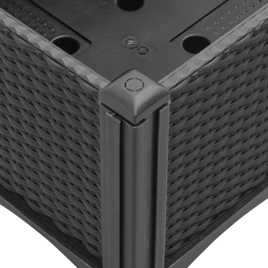 Garden Planter Polypropylene 120x40x42cm Black Rattan Look with Legs