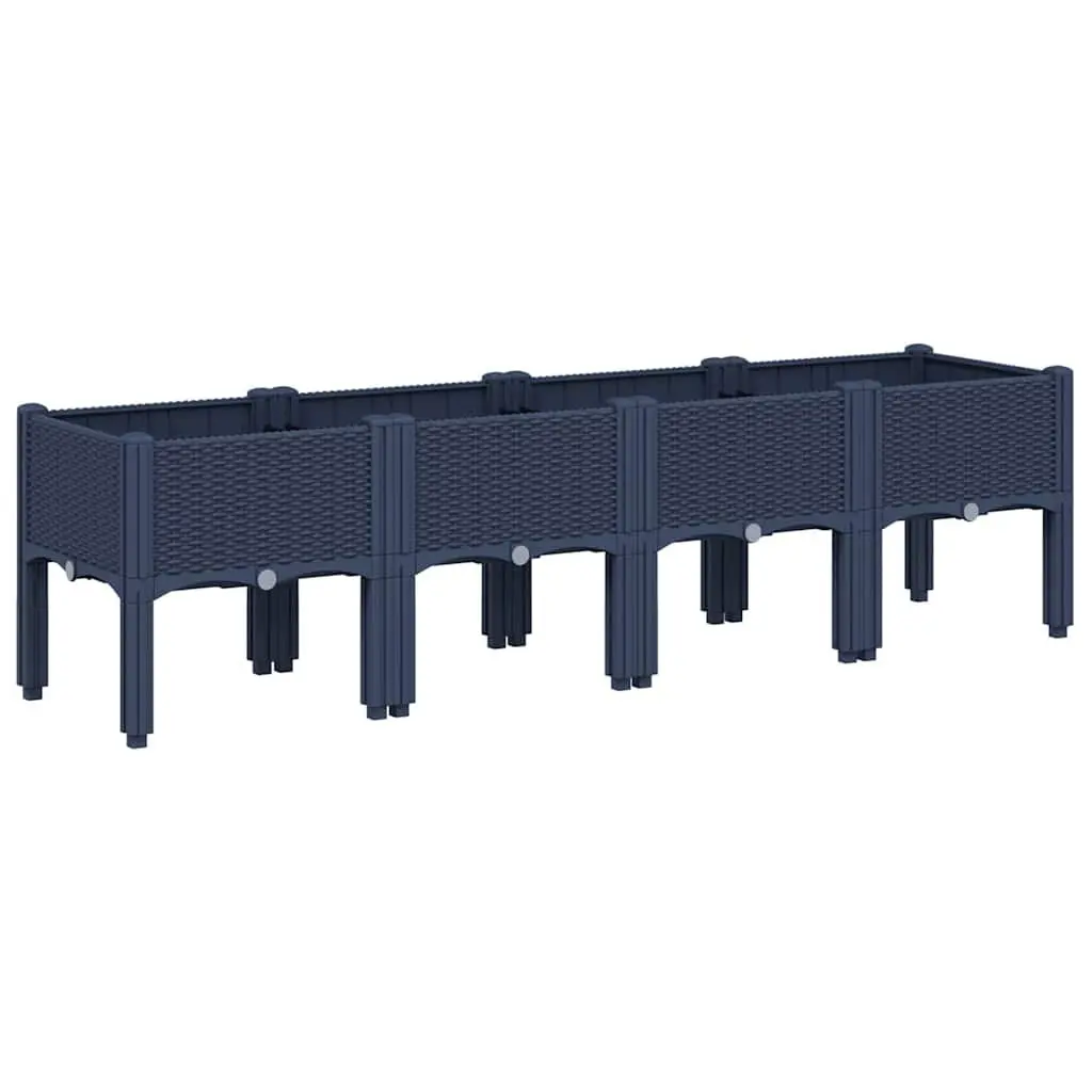 Garden Planter Elevated Grey Rattan Look Polypropylene 160L x 40W x 42H cm