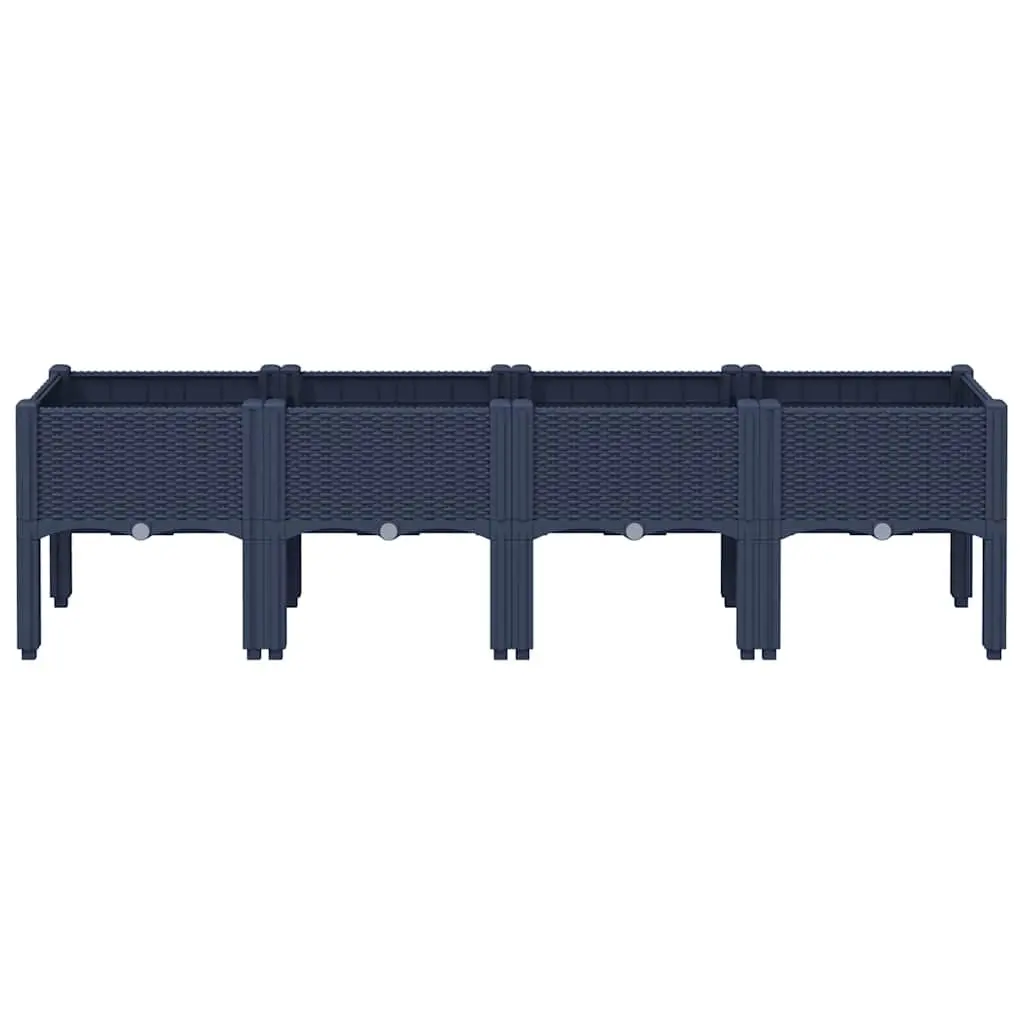 Garden Planter Elevated Grey Rattan Look Polypropylene 160L x 40W x 42H cm