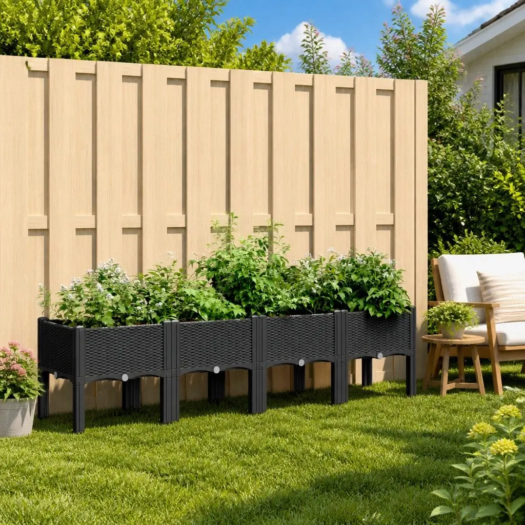 Black Raised Garden Planter 160x40x42cm