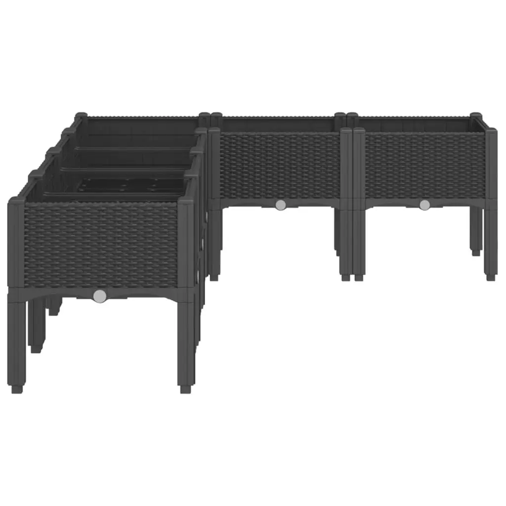 Garden Planter Box Elevated Polypropylene 160 x 120 x 42 cm Black Rattan Look