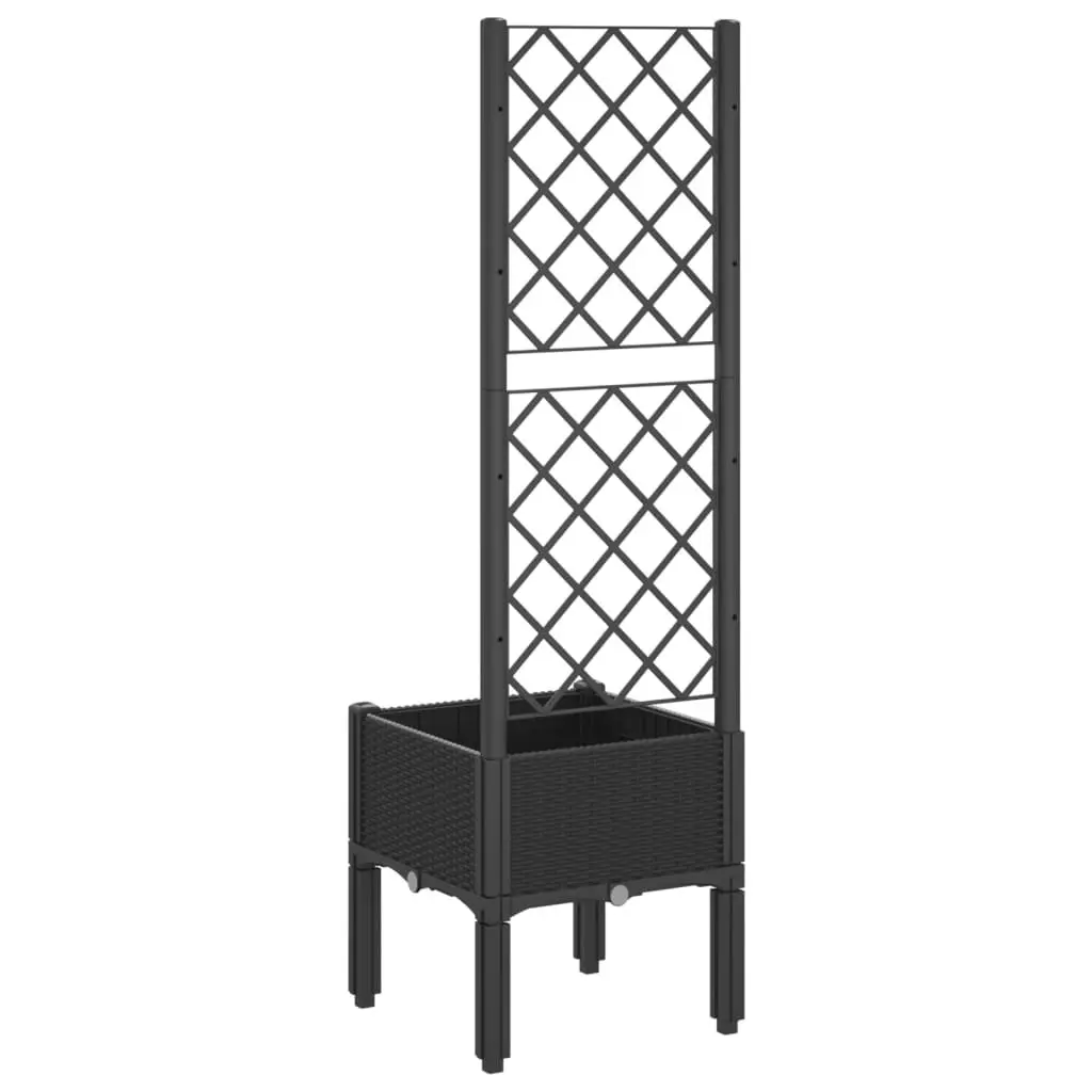 Garden Planter with Trellis Polypropylene 40x40x142cm Black