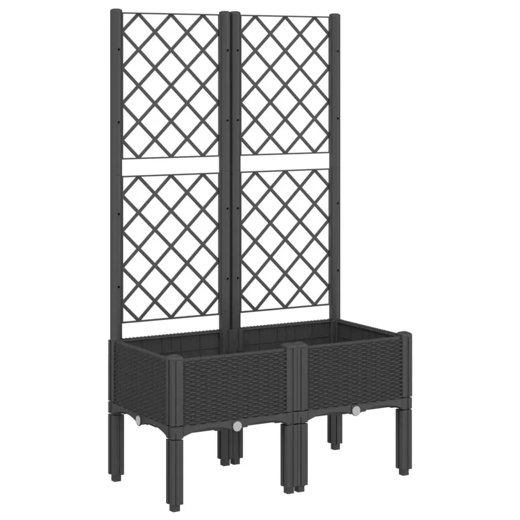 Garden Planter with Trellis Polypropylene 80x40x142cm Black