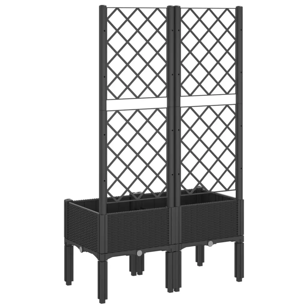 Garden Planter with Trellis Polypropylene 80x40x142cm Black