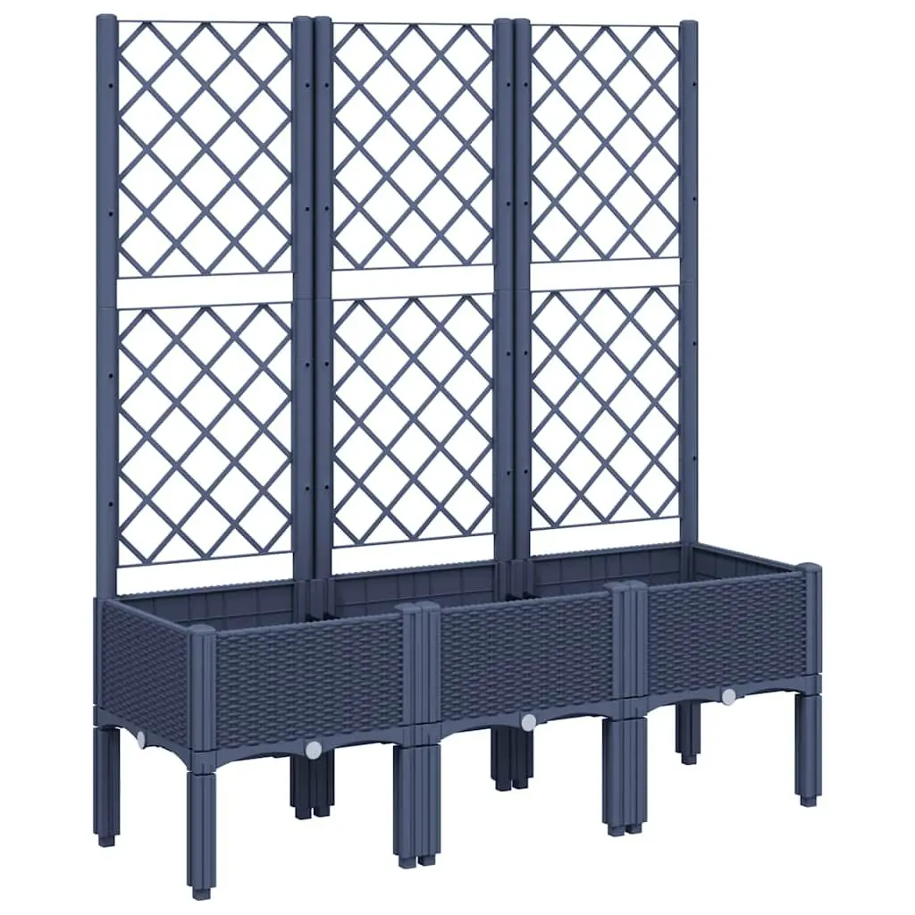 Garden Planter Polypropylene 120 x 40 x 142 cm Grey with Trellis Support for Climbing Plants
