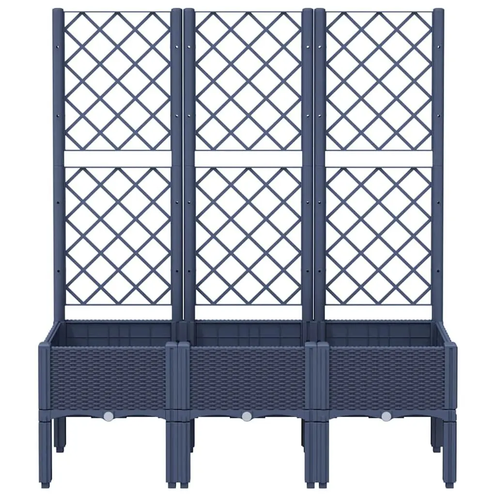 Garden Planter Polypropylene 120 x 40 x 142 cm Grey with Trellis Support for Climbing Plants