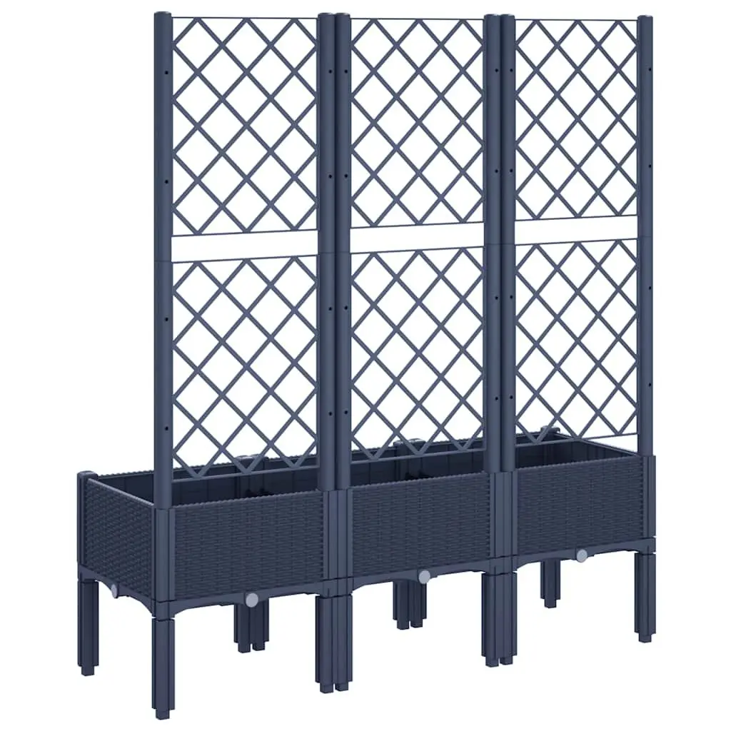 Garden Planter Polypropylene 120 x 40 x 142 cm Grey with Trellis Support for Climbing Plants
