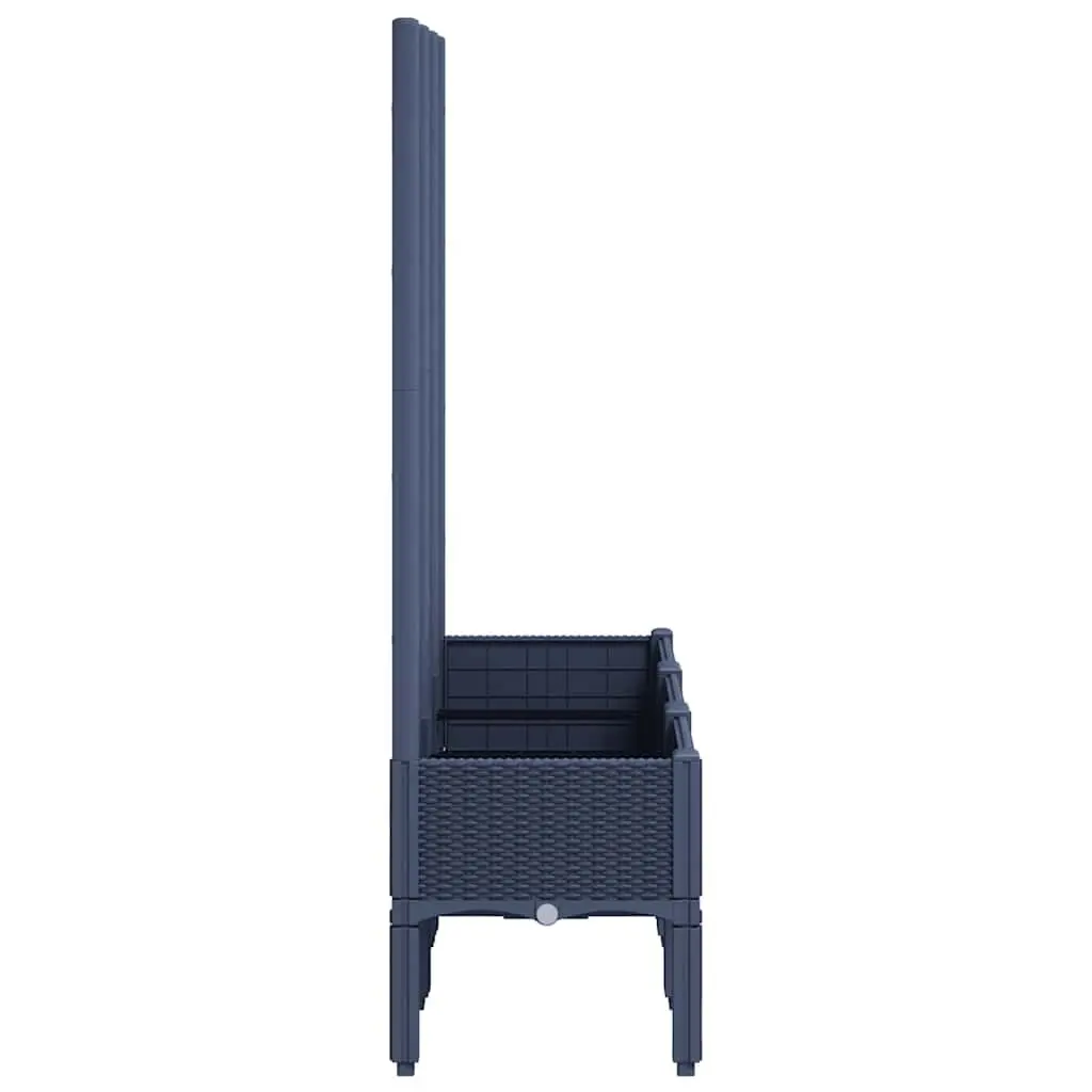 Garden Planter Polypropylene 120 x 40 x 142 cm Grey with Trellis Support for Climbing Plants