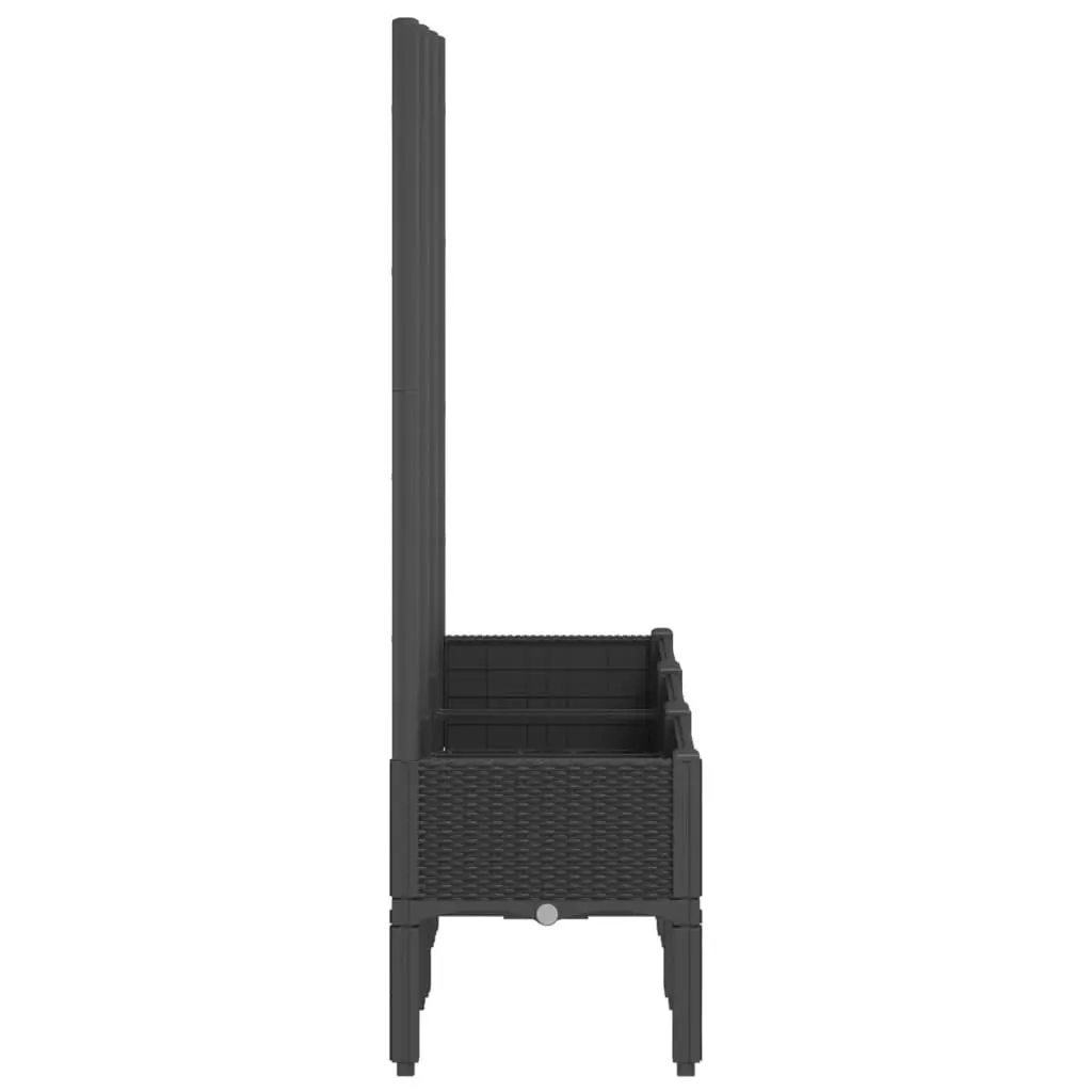 Garden Planter Elevated Black Polypropylene 120x40x142cm with Integrated Trellis for Climbing Plants Support