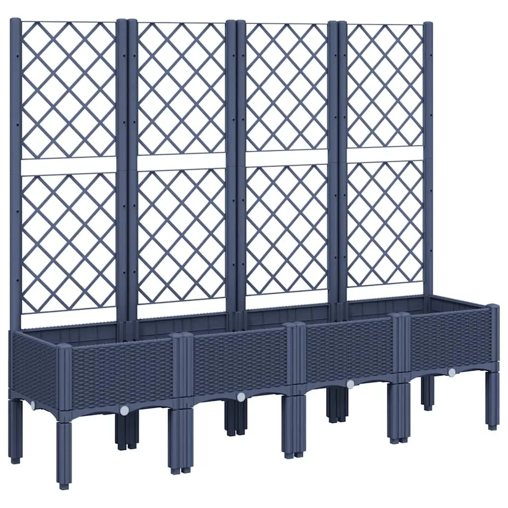 Garden Planter Polypropylene Grey Elevated with Trellis Support for Climbing Plants