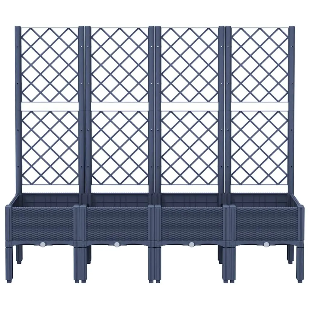 Garden Planter Polypropylene Grey Elevated with Trellis Support for Climbing Plants