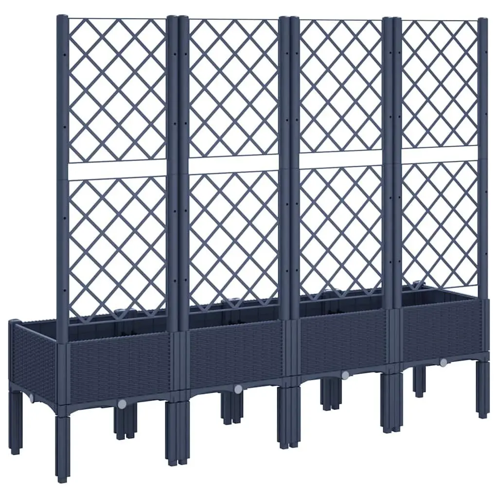 Garden Planter Polypropylene Grey Elevated with Trellis Support for Climbing Plants