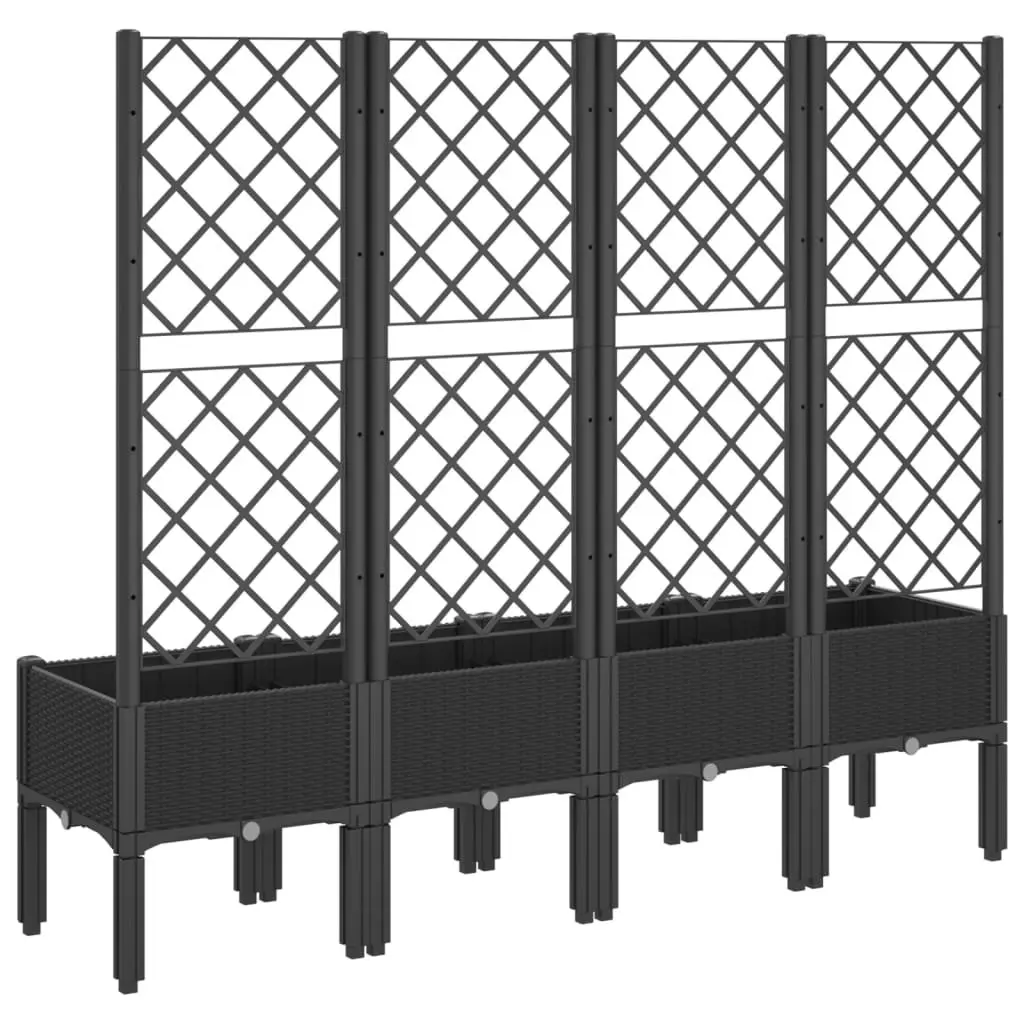 Garden Planter with Trellis Black 160x40x142cm Outdoor Climbing Plant Support