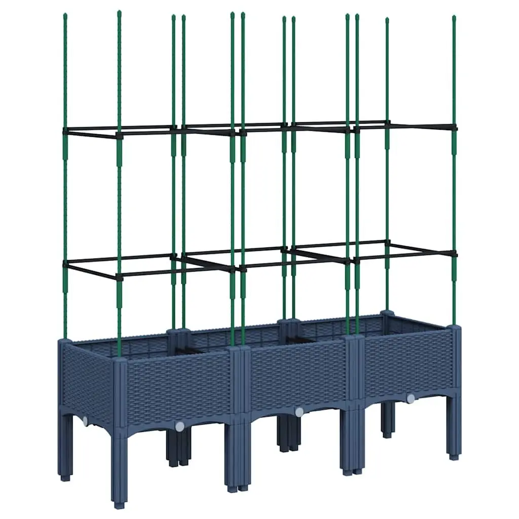 Garden Planter Polypropylene 120 x 40 x 142.5 cm Grey with Trellis Support for Climbing Plants