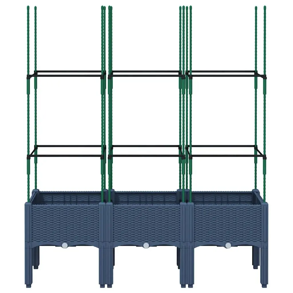 Garden Planter Polypropylene 120 x 40 x 142.5 cm Grey with Trellis Support for Climbing Plants
