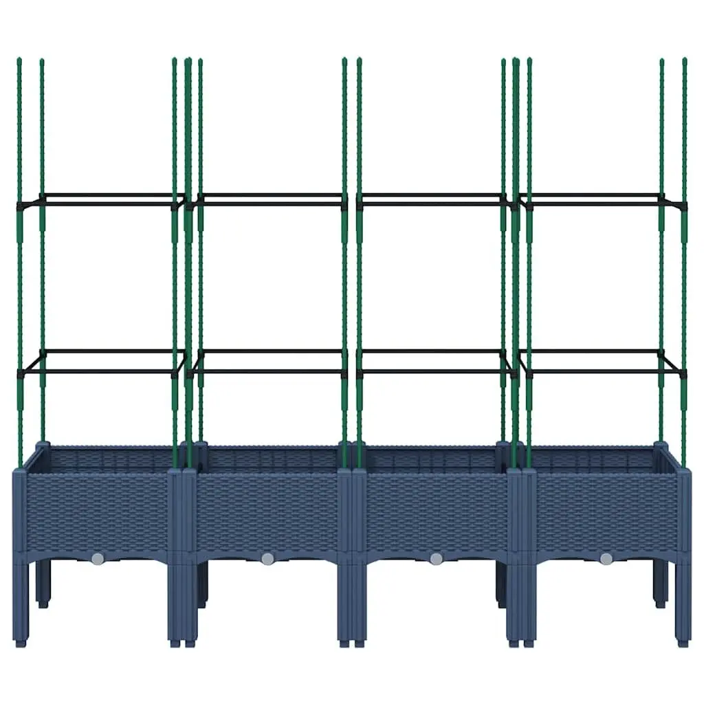 Garden Planter Polypropylene 160 x 40 x 142.5 cm Grey with Trellis Support for Climbing Plants