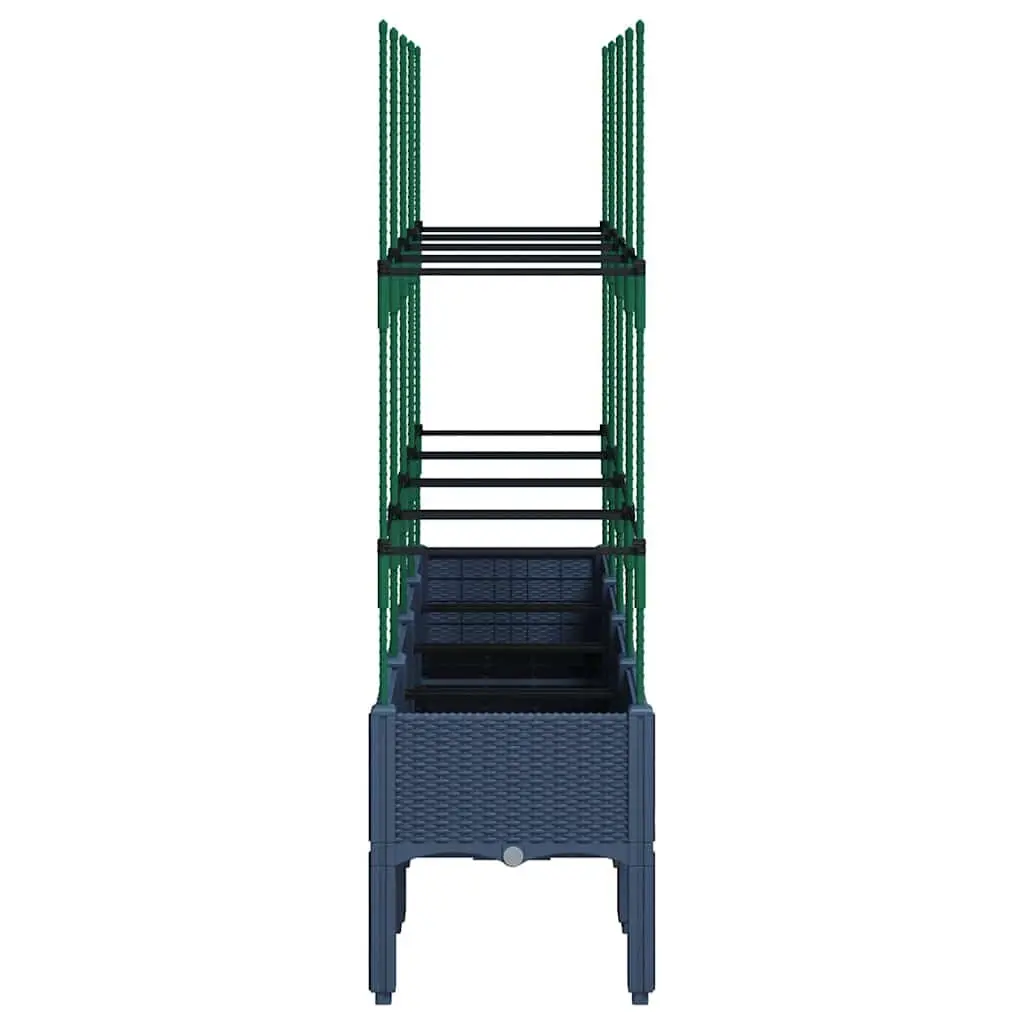 Garden Planter Polypropylene 160 x 40 x 142.5 cm Grey with Trellis Support for Climbing Plants