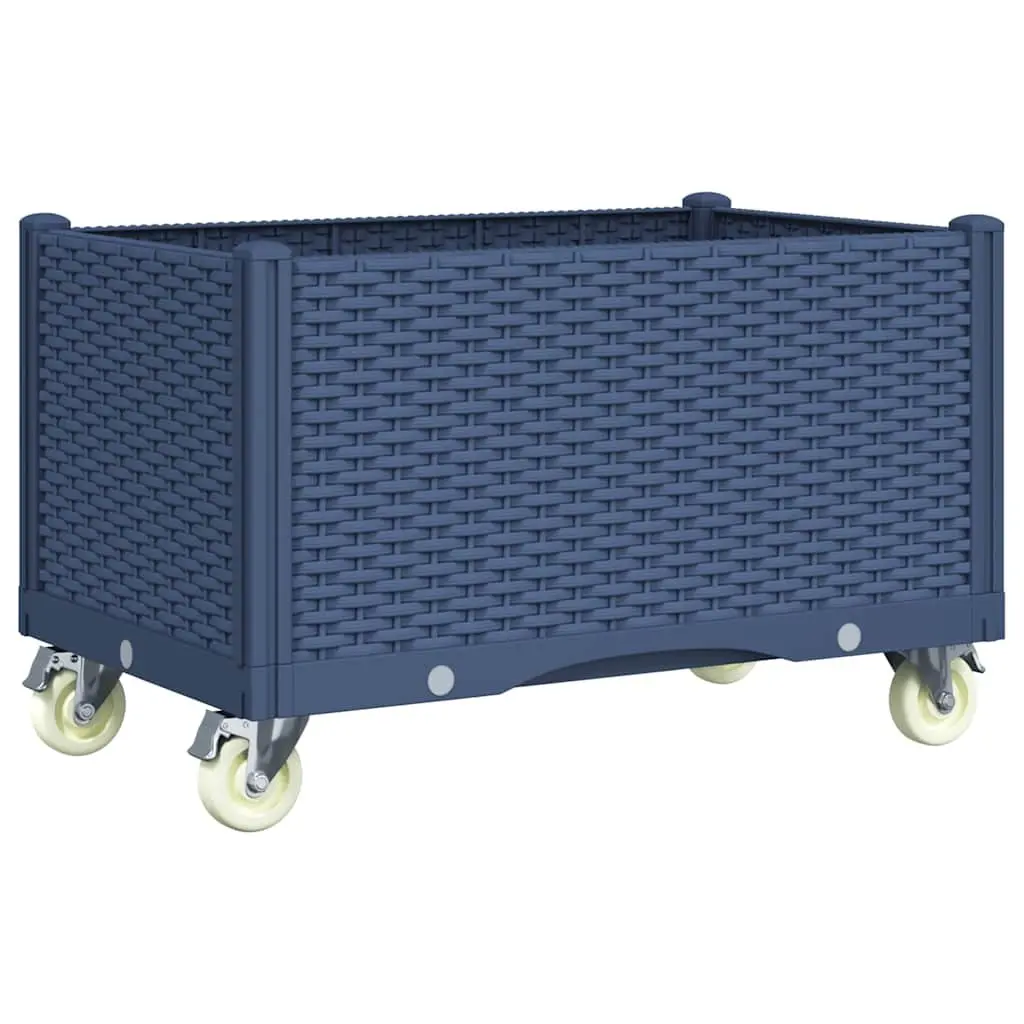Garden Planter Polypropylene Grey 80L x 50W x 54H cm with Wheels and Trellis for Climbing Plants