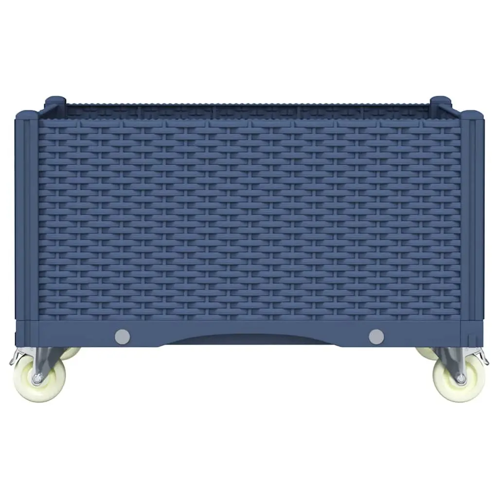 Garden Planter Polypropylene Grey 80L x 50W x 54H cm with Wheels and Trellis for Climbing Plants