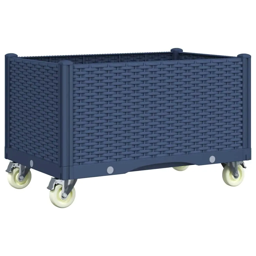Garden Planter Polypropylene Grey 80L x 50W x 54H cm with Wheels and Trellis for Climbing Plants