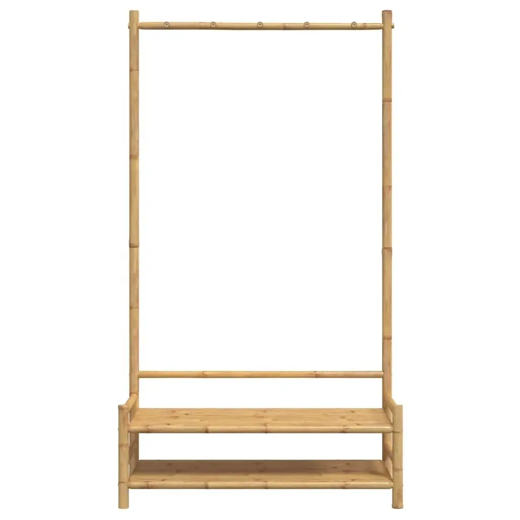 Bamboo Garment Stand 183cm Free-standing Storage Rack with Shelves Brown