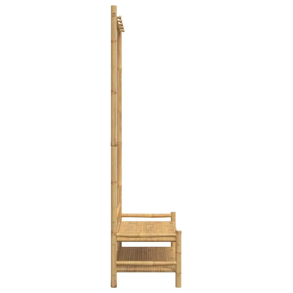 Bamboo Garment Stand 183cm Free-standing Storage Rack with Shelves Brown
