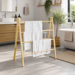 Practical Bamboo Double Towel Ladder for Home Use