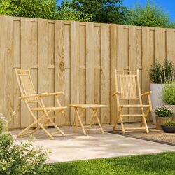 Folding Garden Chairs 2 pcs Bamboo Outdoor Seating Armrests Backrest Patio