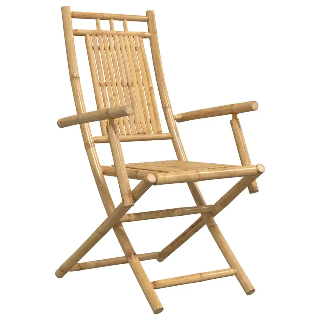 Folding Garden Chairs 2 pcs Bamboo Outdoor Seating Armrests Backrest Patio