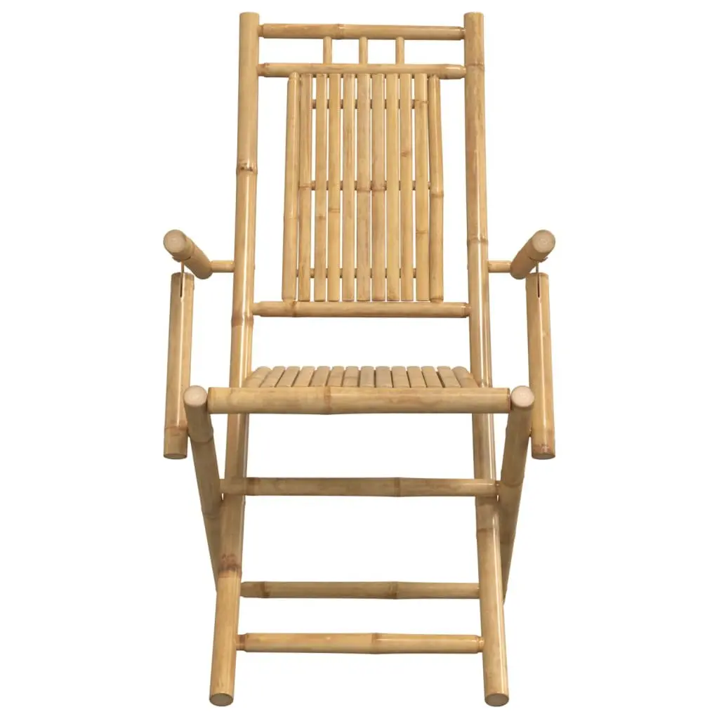 Folding Garden Chairs 2 pcs Bamboo Outdoor Seating Armrests Backrest Patio