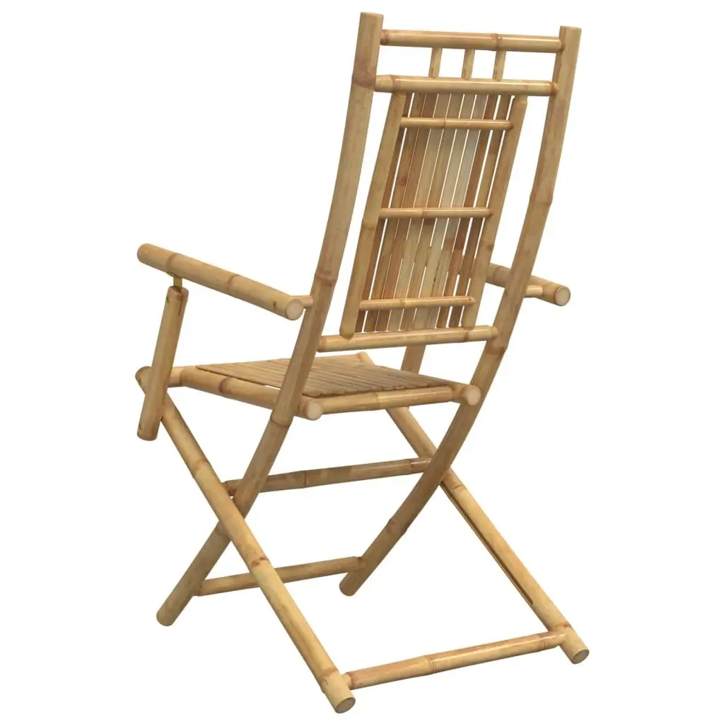 Folding Garden Chairs 2 pcs Bamboo Outdoor Seating Armrests Backrest Patio