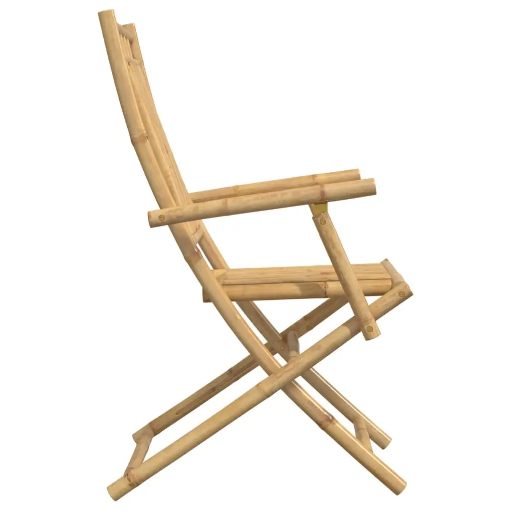 Folding Garden Chairs 2 pcs Bamboo Outdoor Seating Armrests Backrest Patio