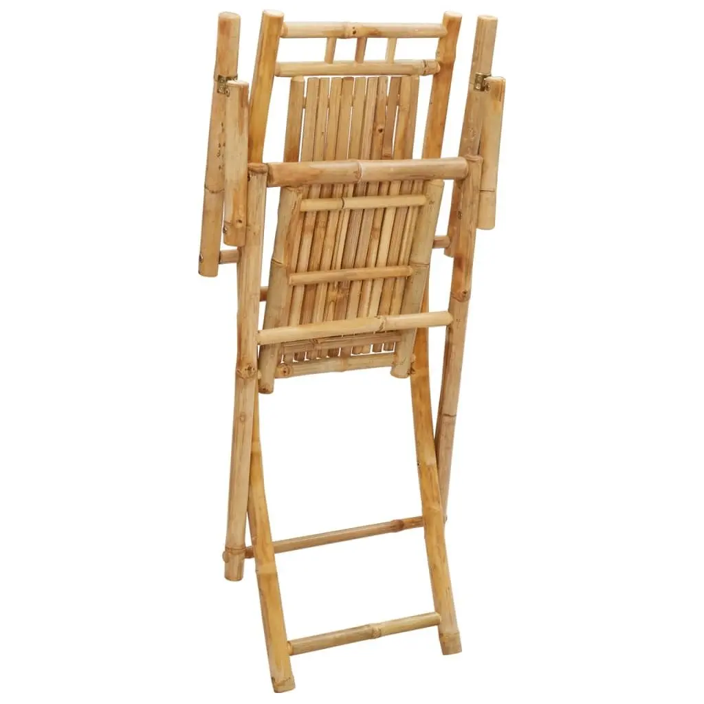 Folding Garden Chairs 2 pcs Bamboo Outdoor Seating Armrests Backrest Patio