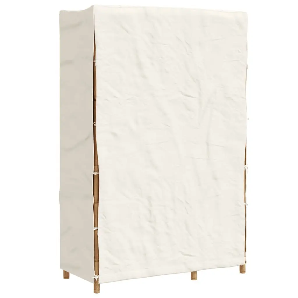 Bamboo Clothes Storage Cabinet Brown 110x45x170cm Wardrobe with 4 Shelves and Breathable Fabric Cover