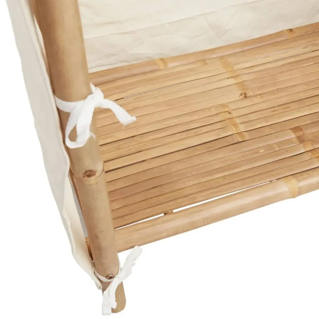 Bamboo Clothes Storage Cabinet Brown 110x45x170cm Wardrobe with 4 Shelves and Breathable Fabric Cover