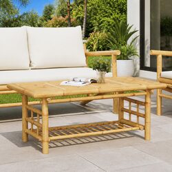 Bamboo Coffee Table 110x55x45 cm Brown Living Room Sofa Side Table with Storage