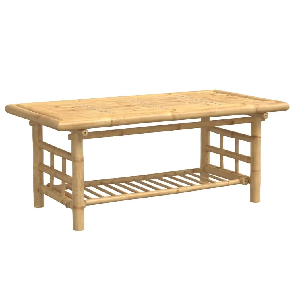 Bamboo Coffee Table 110x55x45 cm Brown with Storage Shelf