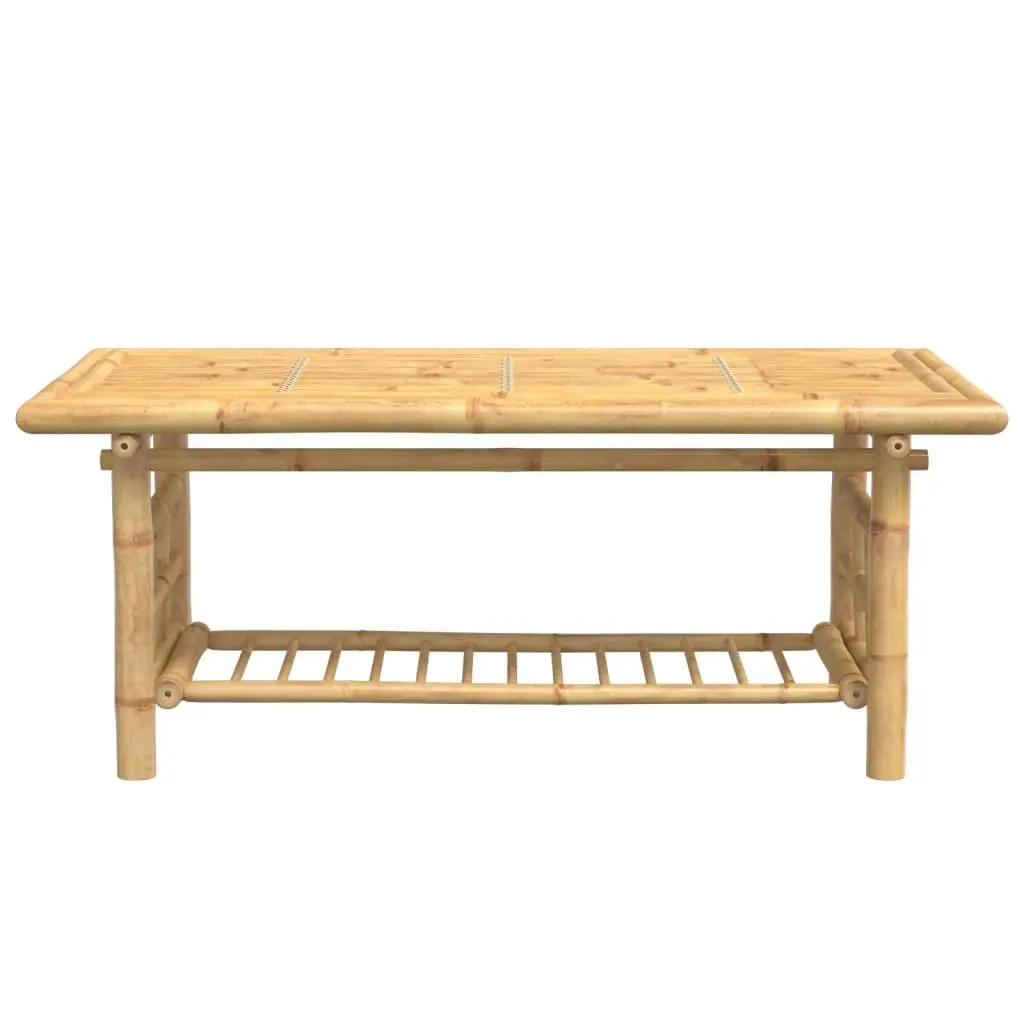 Bamboo Coffee Table 110x55x45 cm Brown with Storage Shelf