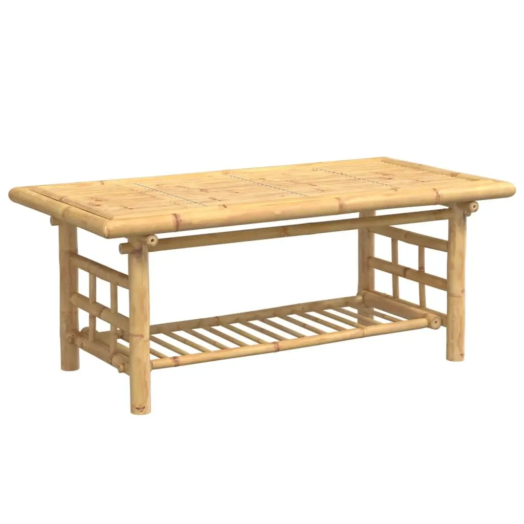 Bamboo Coffee Table 110x55x45 cm Brown with Storage Shelf