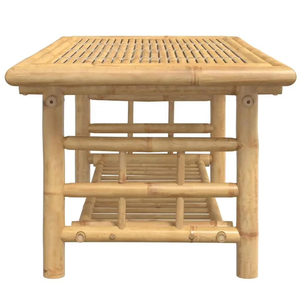 Bamboo Coffee Table 110x55x45 cm Brown with Storage Shelf