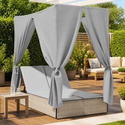 Double Sun Lounger with Roof for Outdoor Comfort