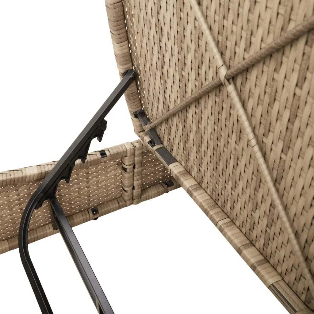Double Sun Lounger PE Rattan Adjustable Outdoor Garden Furniture with Cushions Beige