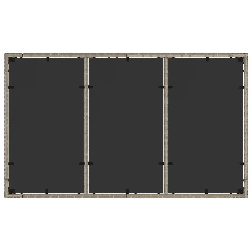Garden Table Tempered Glass Top 150 x 90 x 75 cm Grey Poly Rattan Frame
