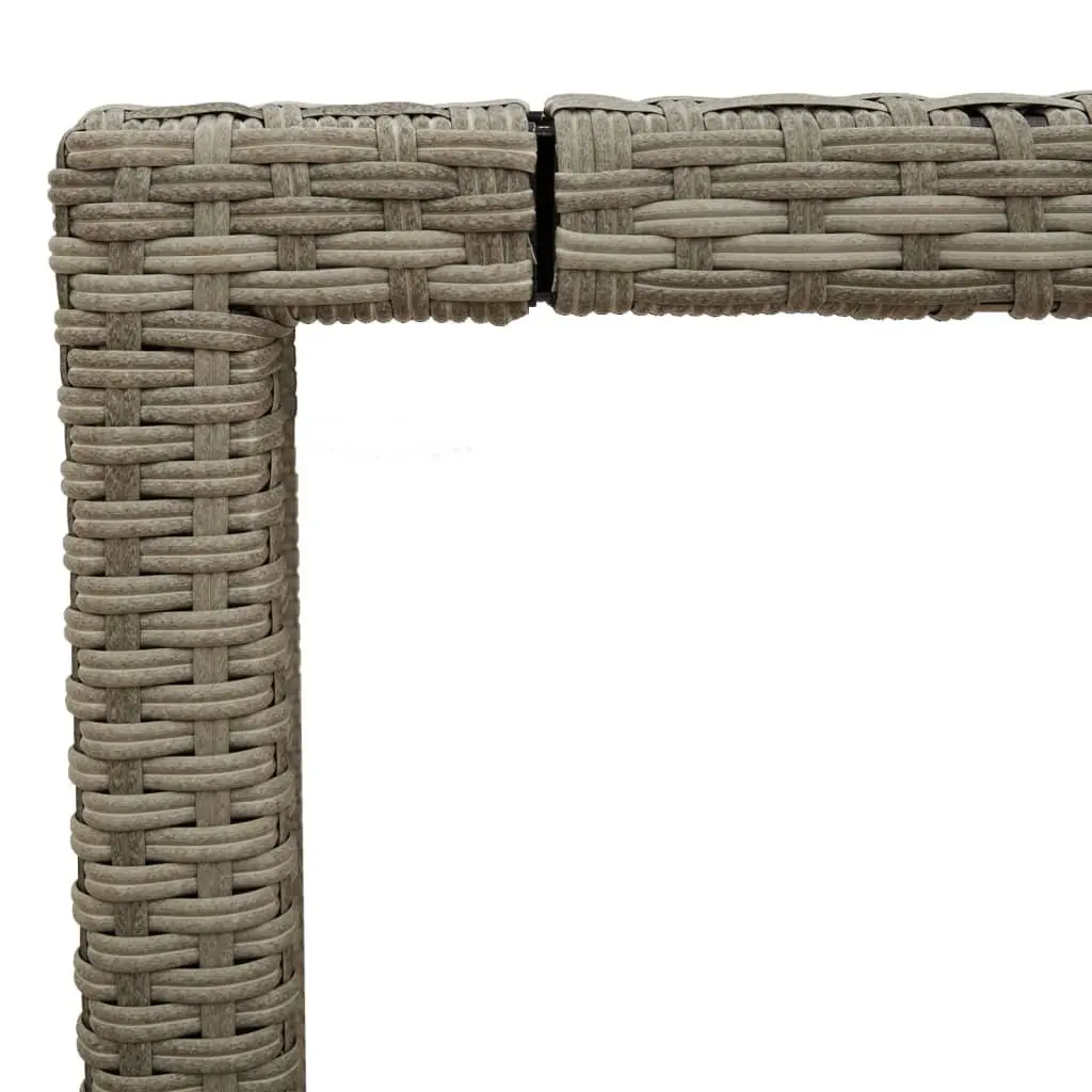 Garden Table Tempered Glass Top 150 x 90 x 75 cm Grey Poly Rattan Frame