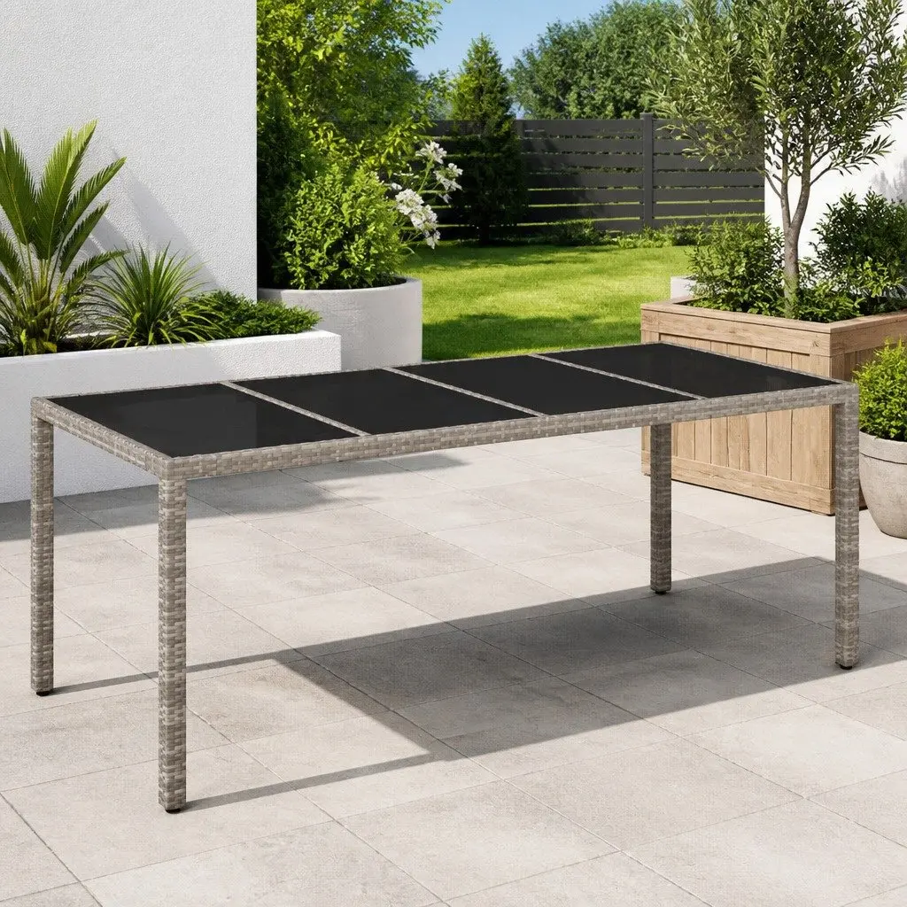 Grey Poly Rattan Table for Garden or Patio