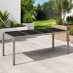 Versatile Grey Poly Rattan Table for Garden or Patio