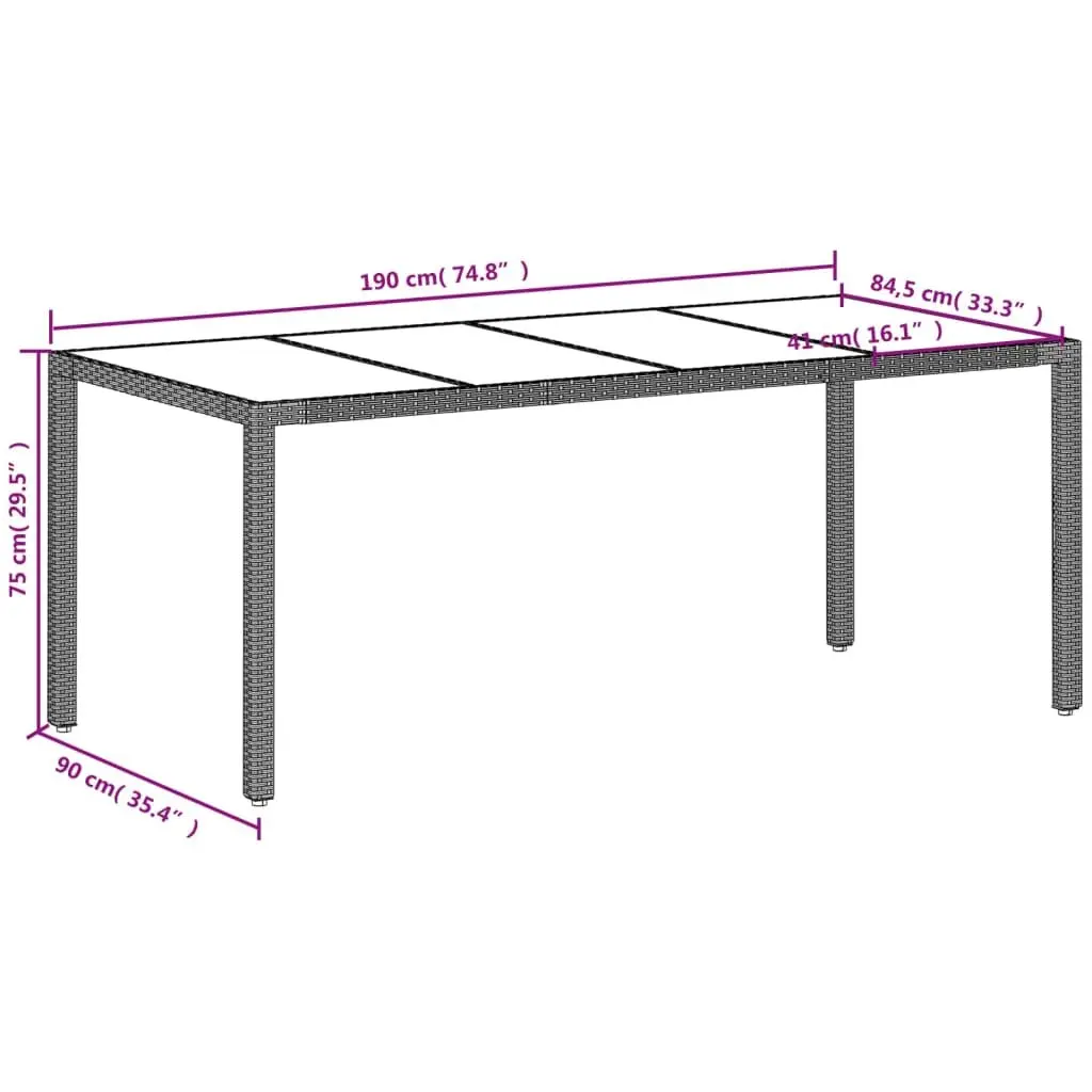 Grey Poly Rattan Table for Garden or Patio