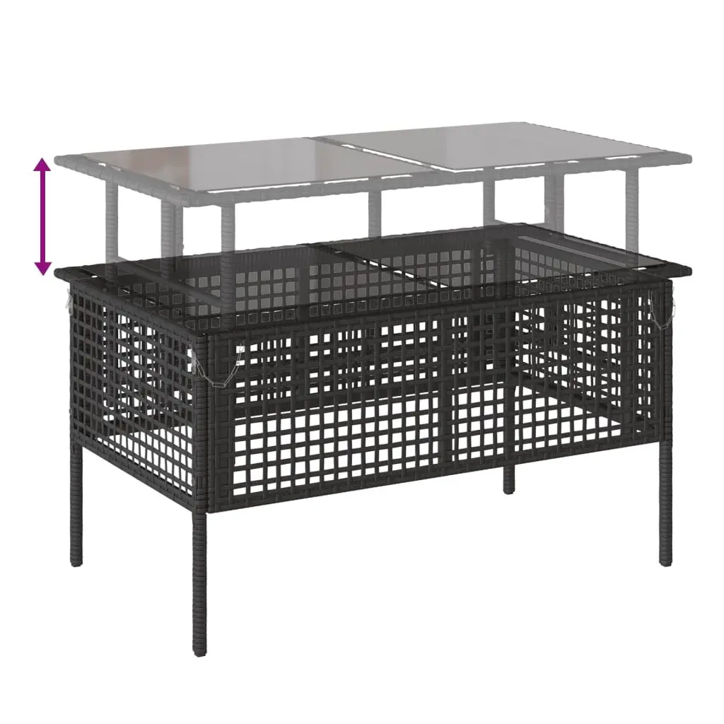 4 Piece Outdoor Garden Sofa Set Black Poly Rattan Sectional with Glass Table