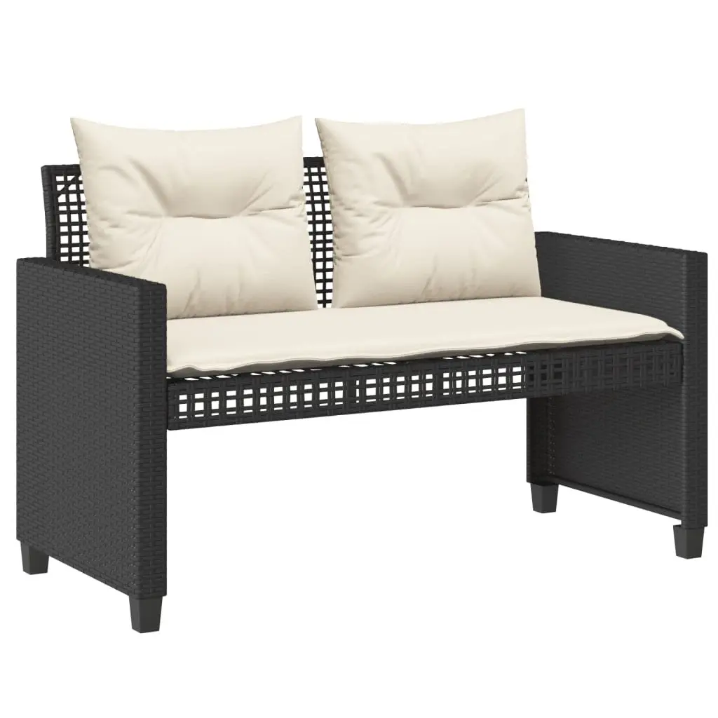 4 Piece Outdoor Garden Sofa Set Black Poly Rattan Sectional with Glass Table